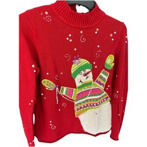 Susan Bristol Women's Christmas Snowman Sweater Vintage EUC